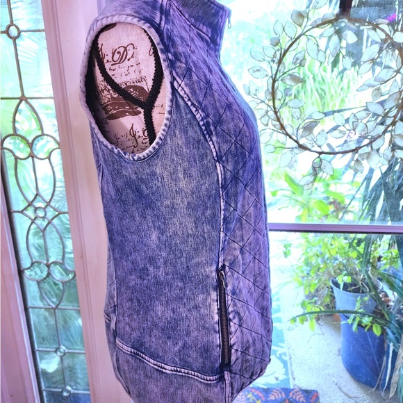 Liverpool Denim-Look Lined Vest Washed Blue L - Picture 2 of 9